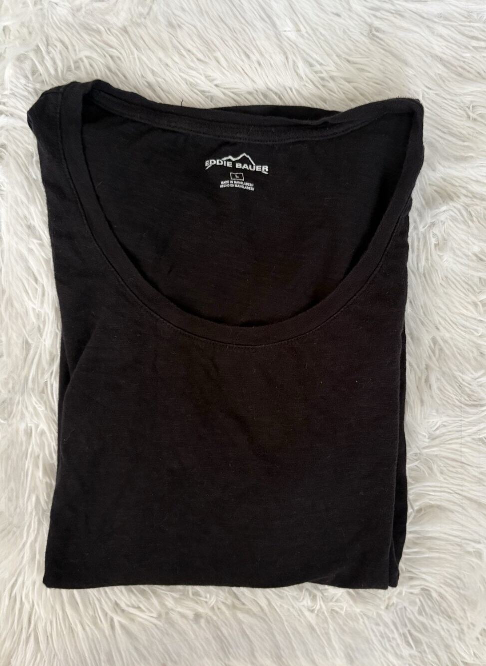 Eddie Bauer Women’s L Classic Black Scoopneck Tee. Comf, Grt. Quality